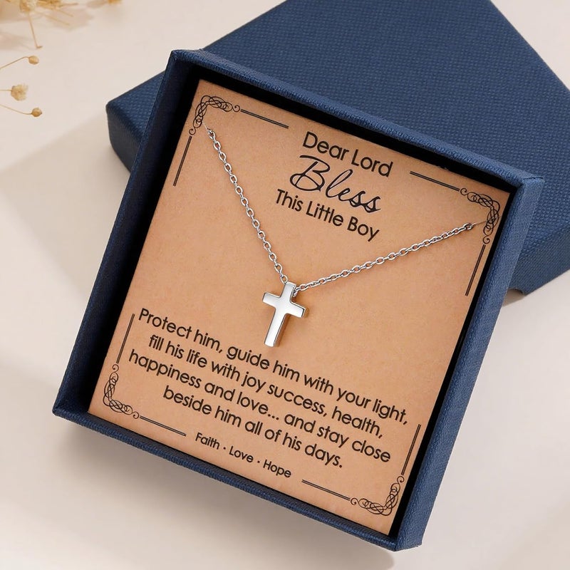 ELLEZZA Valentines Day Gifts for Kids-Cross Necklace Gifts for Boys,Small Cross Pendant Necklace Religious First communion Confirmation Baptism Jewelry Gifts - Image 3